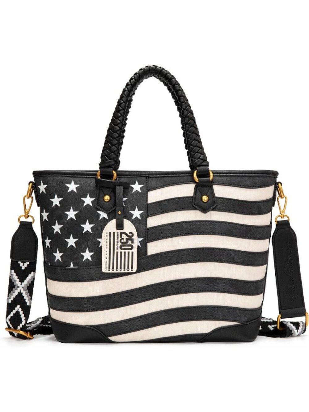 Vintage American Flag Tote Bag for Women | Patriotic Western Shoulder Purse with